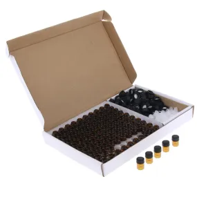 100 PCS Amber Glass Essential Oil Bottle with Orifice Reducer black Caps 2ml