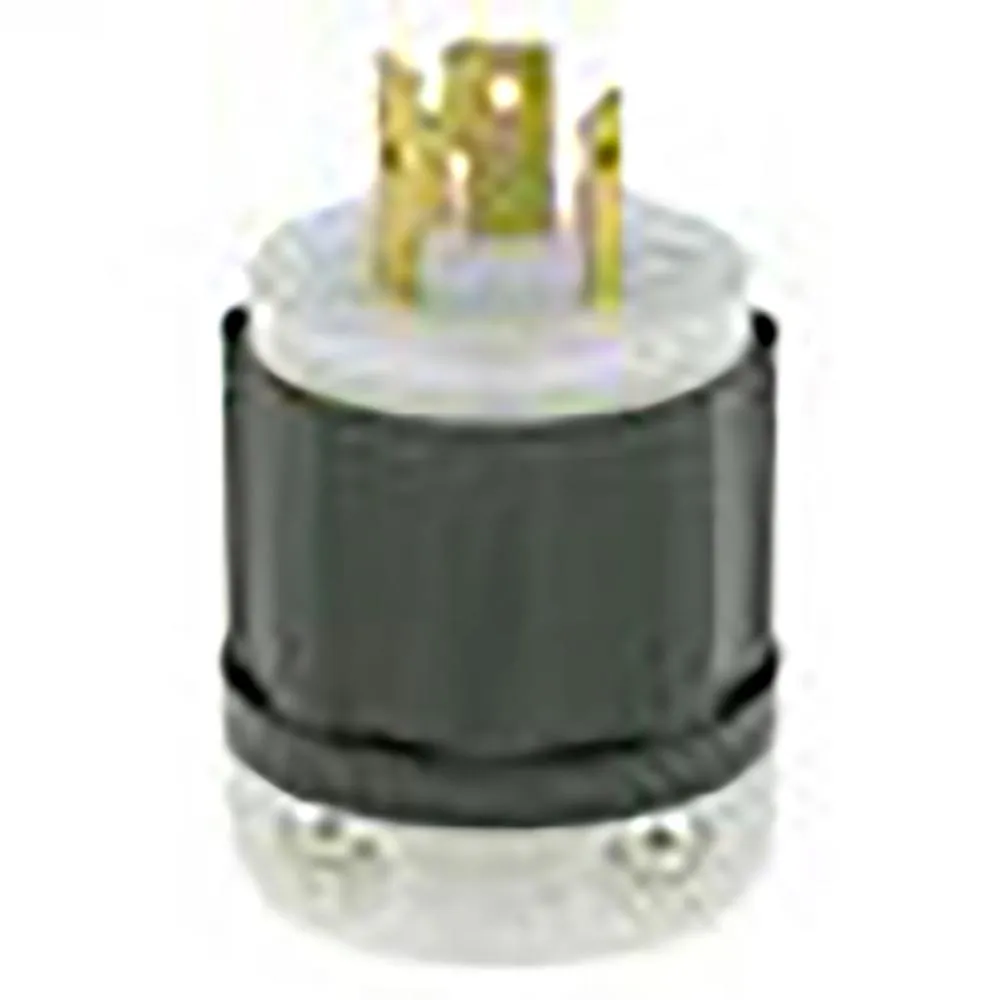 2421 Leviton Locking Plug, 20 Amp, 250 Volt, Industrial Grade - Black & White
