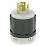 2421 Leviton Locking Plug, 20 Amp, 250 Volt, Industrial Grade - Black & White