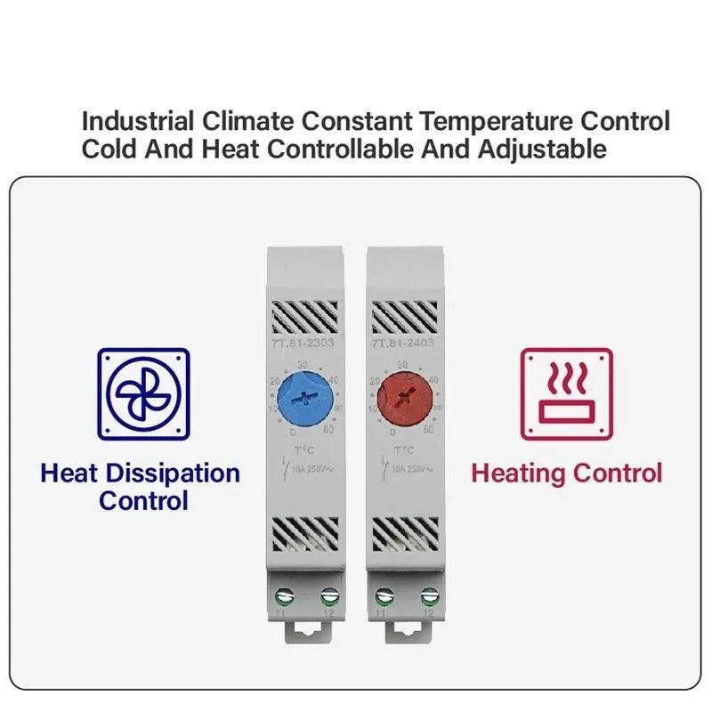 35mm Din Rail NO NC 0-60℃ Industrial Temperature Regulator Automatically Adjusts Heating System Temperature Regulator Thermostat