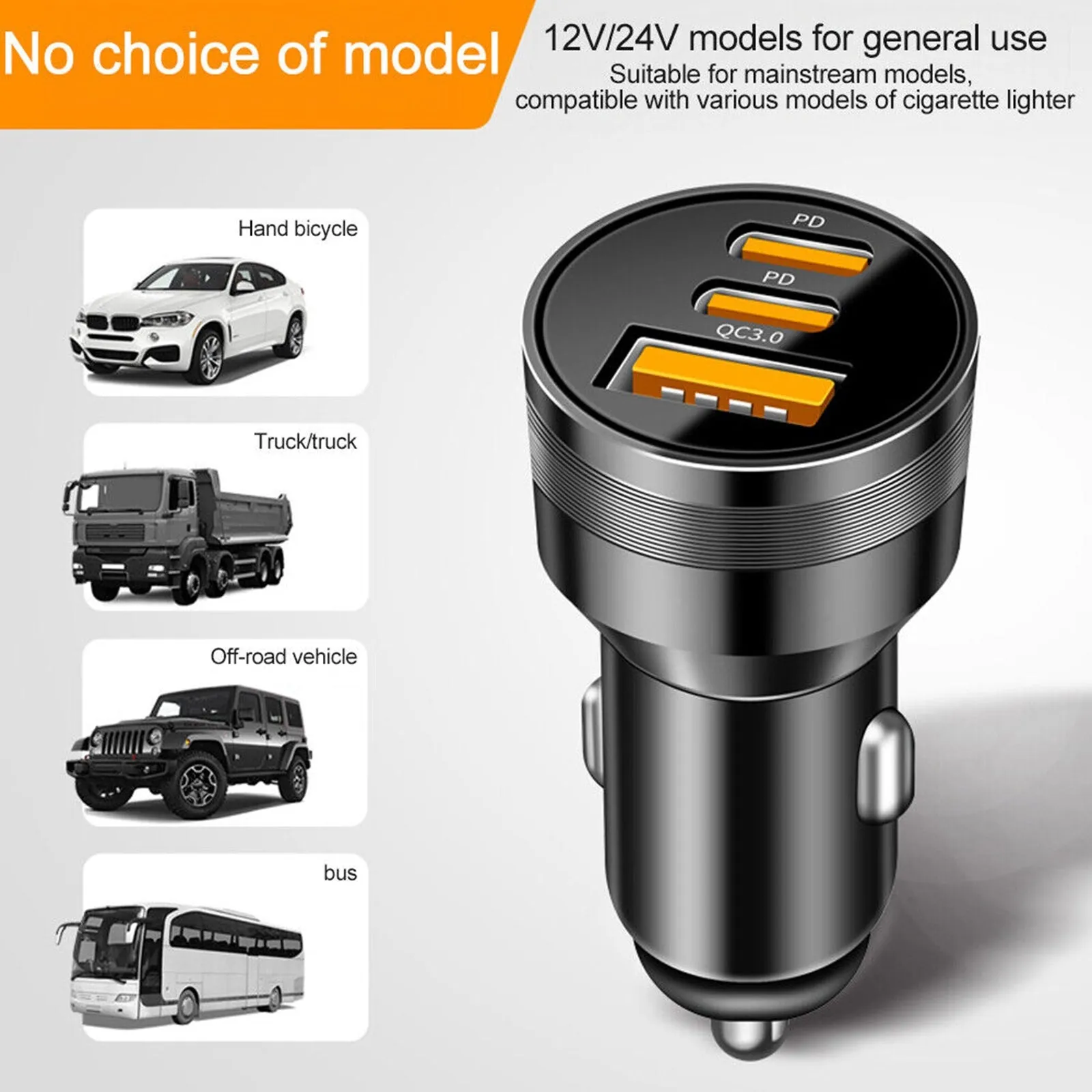 78W PD USB C Car Charger Dual PD QC3.0 Fast Power Charging Block