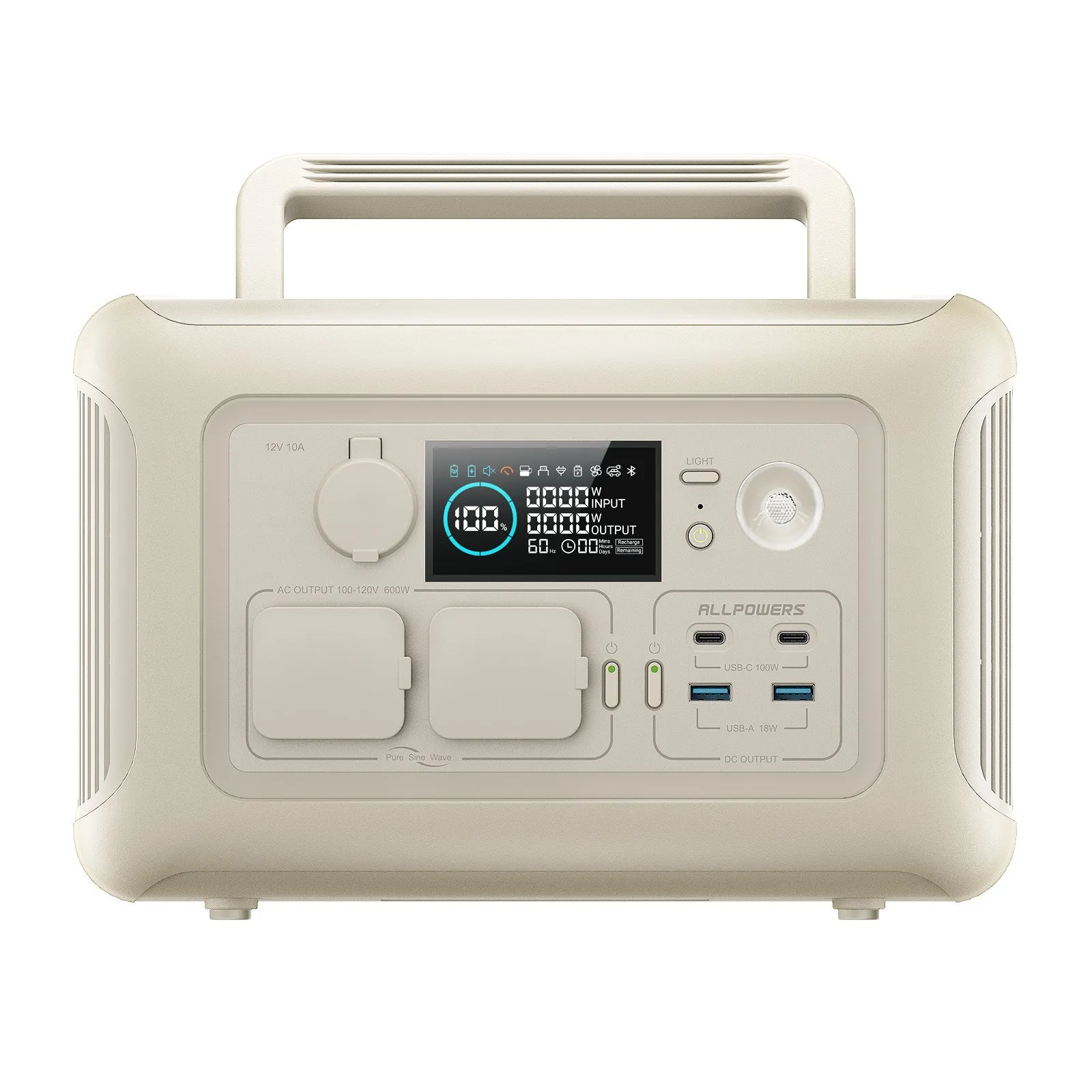 ALLPOWERS R600 Beige Portable Power Station 600W 299Wh LiFePO4 Battery