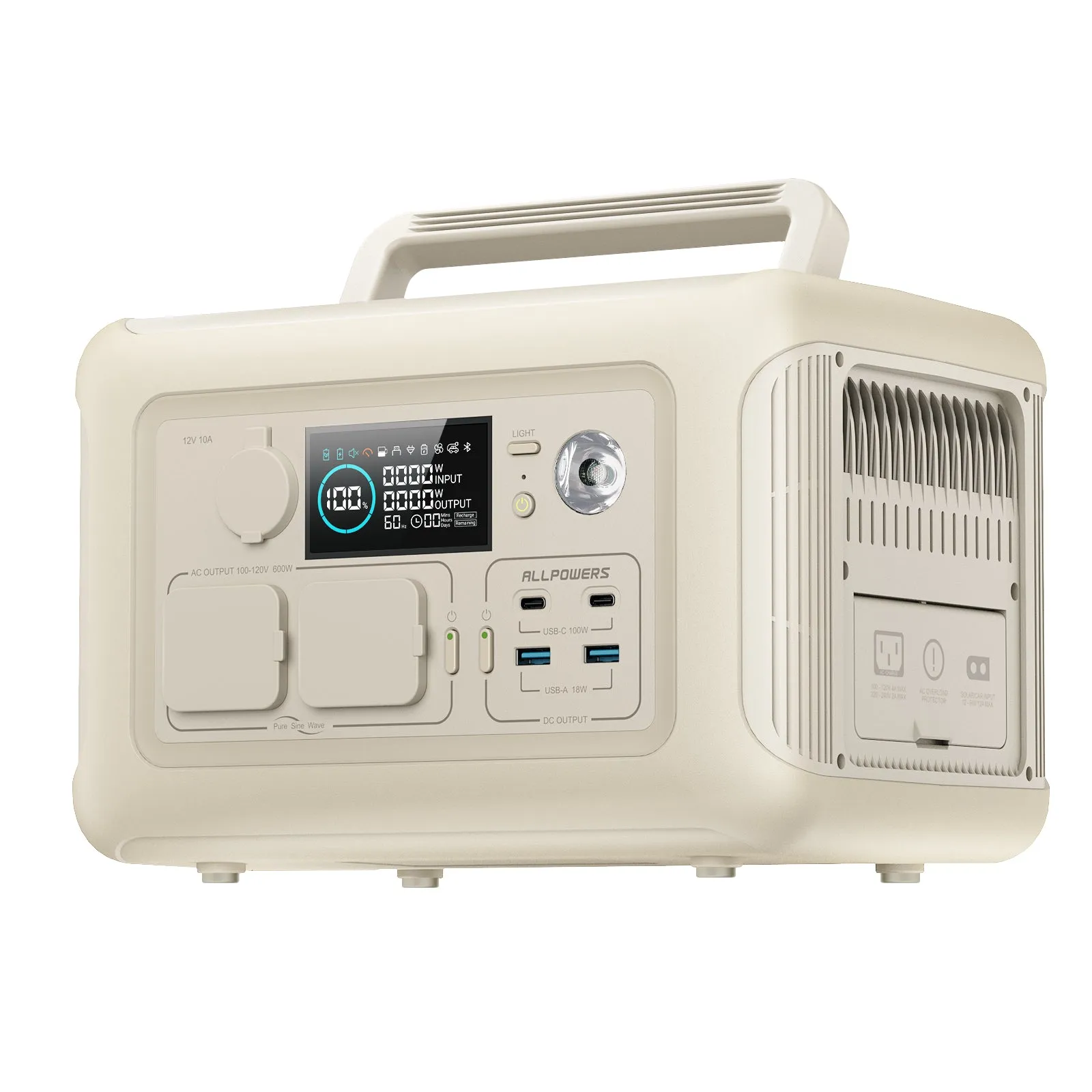 ALLPOWERS R600 Beige Portable Power Station 600W 299Wh LiFePO4 Battery