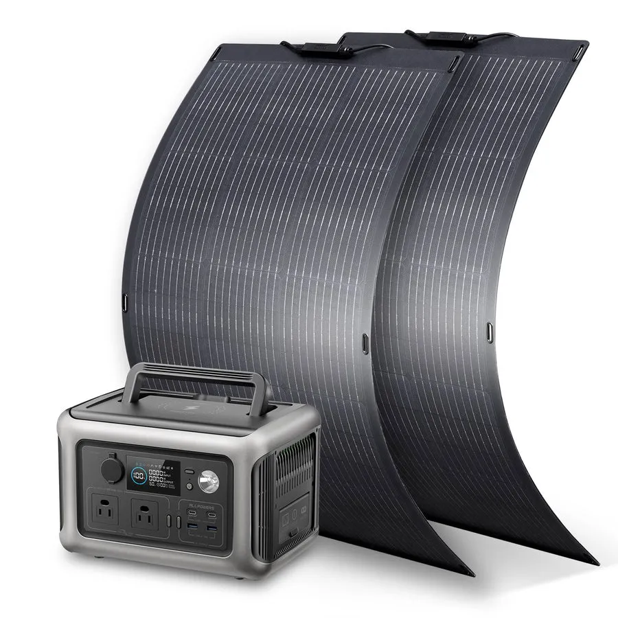 ALLPOWERS Solar Generator Kit 600W (R600   SF100 100W Flexible Solar Panel)