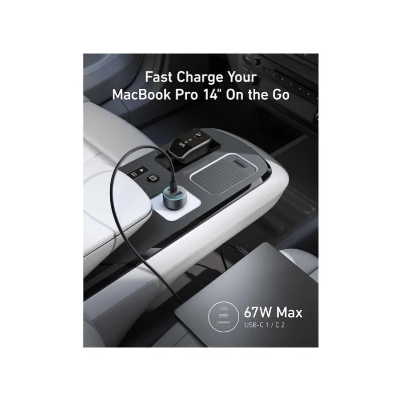 Anker 335 Car Charger 67W 2 USB-C   USB-A - Black