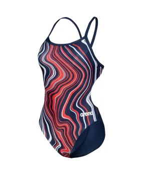 Arena Womens Marbled Challenge Back One Piece