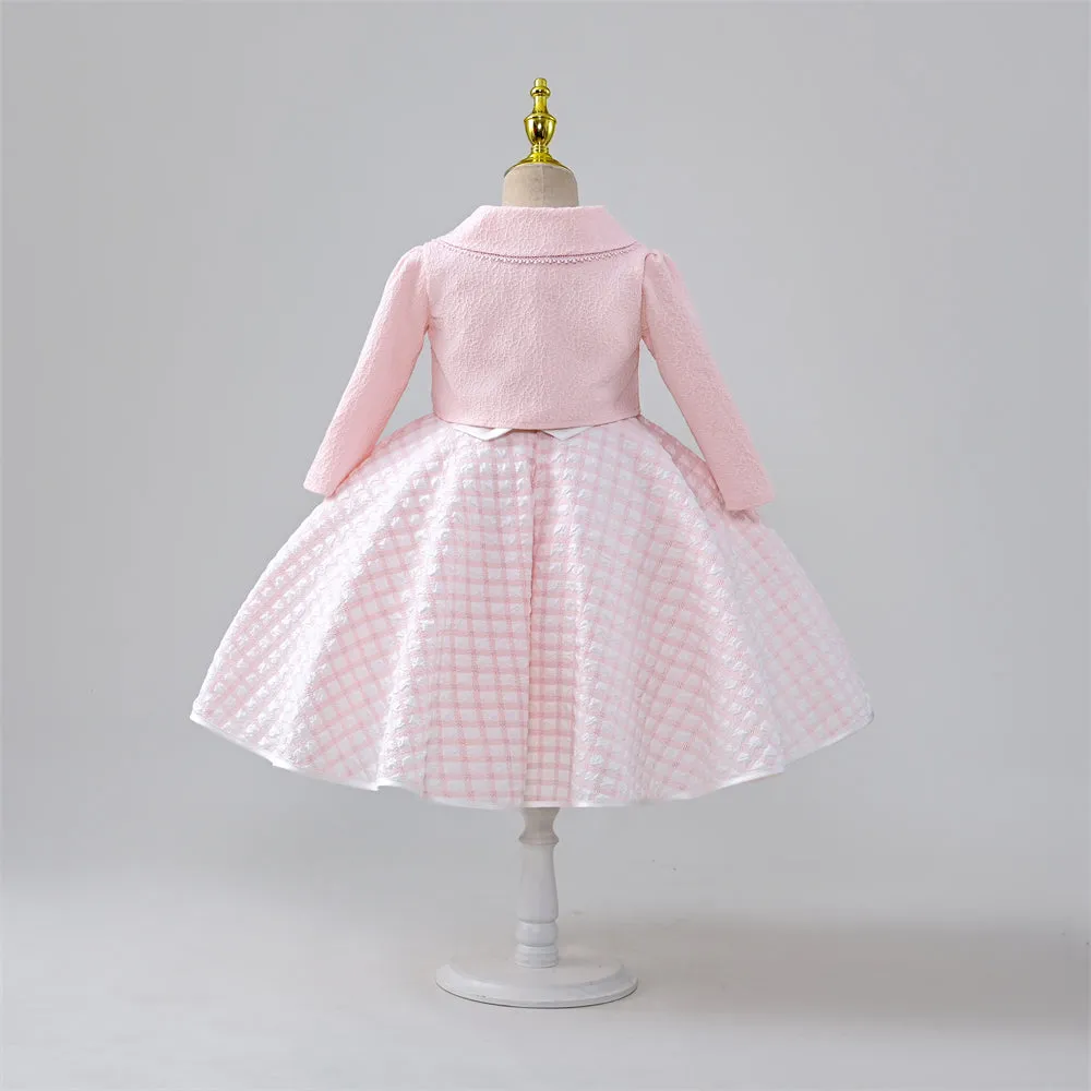 B191813 2 to 7 Years Yoliyolei 3D Pattern Fabric 3pcs girl dress set for 6 year Fall Spring Long Sleeve Fluffy children dresses girls jacket 2-7 Year