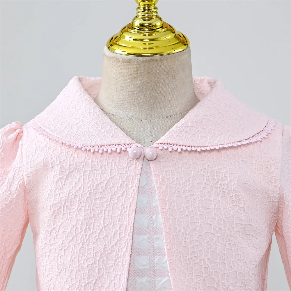 B191813 2 to 7 Years Yoliyolei 3D Pattern Fabric 3pcs girl dress set for 6 year Fall Spring Long Sleeve Fluffy children dresses girls jacket 2-7 Year