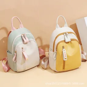 Back to school Korean Version Fashion Bag for Women Large-capacity Color Clash Double Shoulder Bag Oxford Cloth Waterproof Travel Mini Backpack