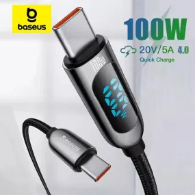 Baseus USB C Cable with Digital Display: High-Speed Fast Charging Cord for Multiple Devices