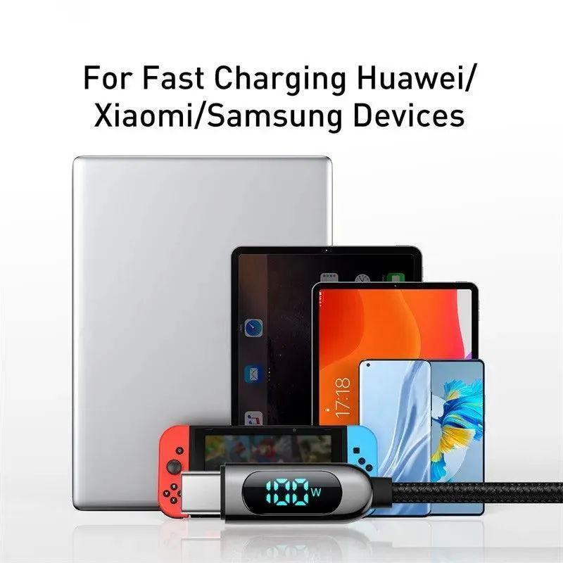 Baseus USB C Cable with Digital Display: High-Speed Fast Charging Cord for Multiple Devices