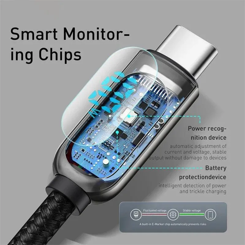 Baseus USB C Cable with Digital Display: High-Speed Fast Charging Cord for Multiple Devices