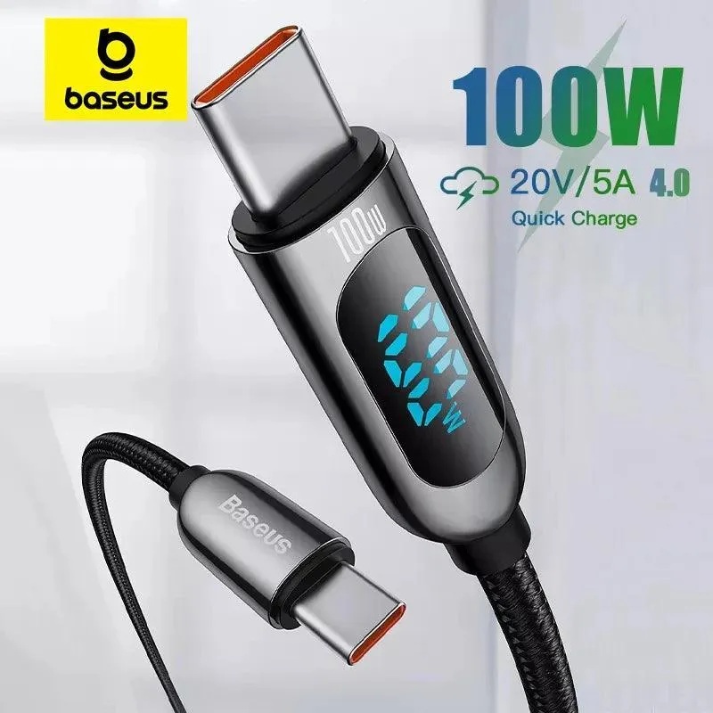 Baseus USB C Cable with Digital Display: High-Speed Fast Charging Cord for Multiple Devices