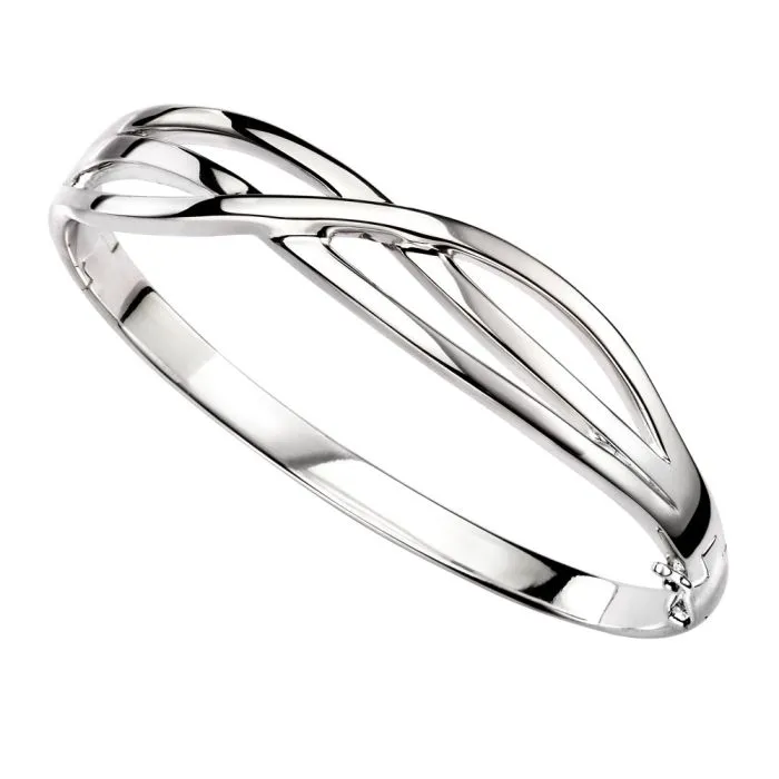 Beginnings Sterling Silver Cross Over Bangle