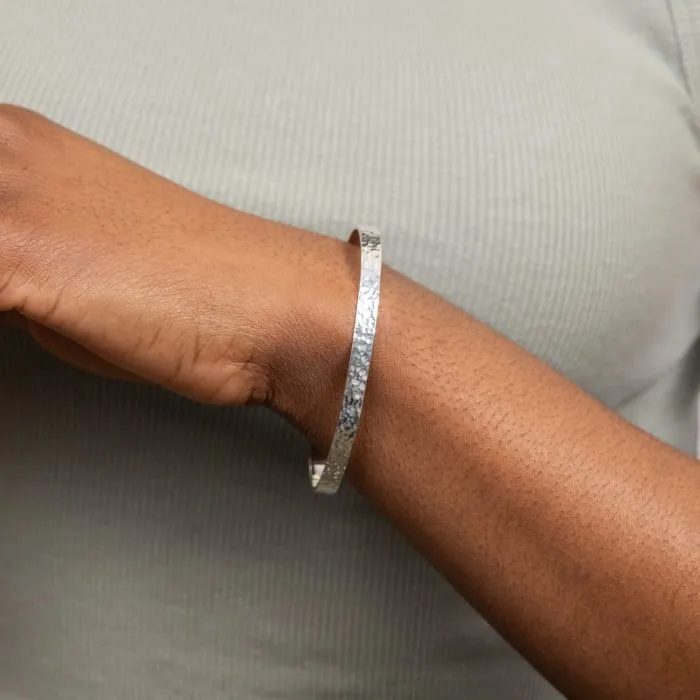 Beginnings Sterling Silver Hammered Texture Bangle