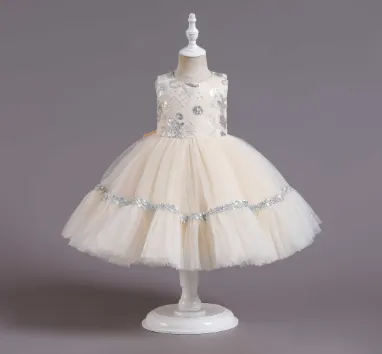 C348 Outong Yoliyolei Elegant Baby Kids Beautiful Party Dress Tutu Ball Gown Mesh Skirt for Girl Wedding Dress