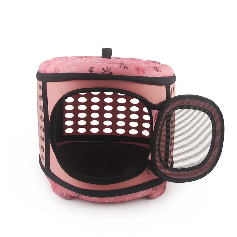 Collapsible Cat Carrier Round - Portable Folding Handbag for Cats