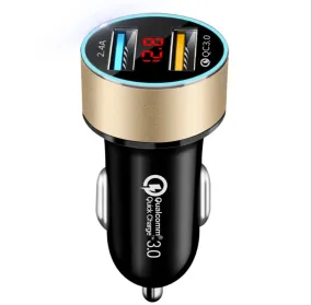 Color: Gold - LED digital display car charger
