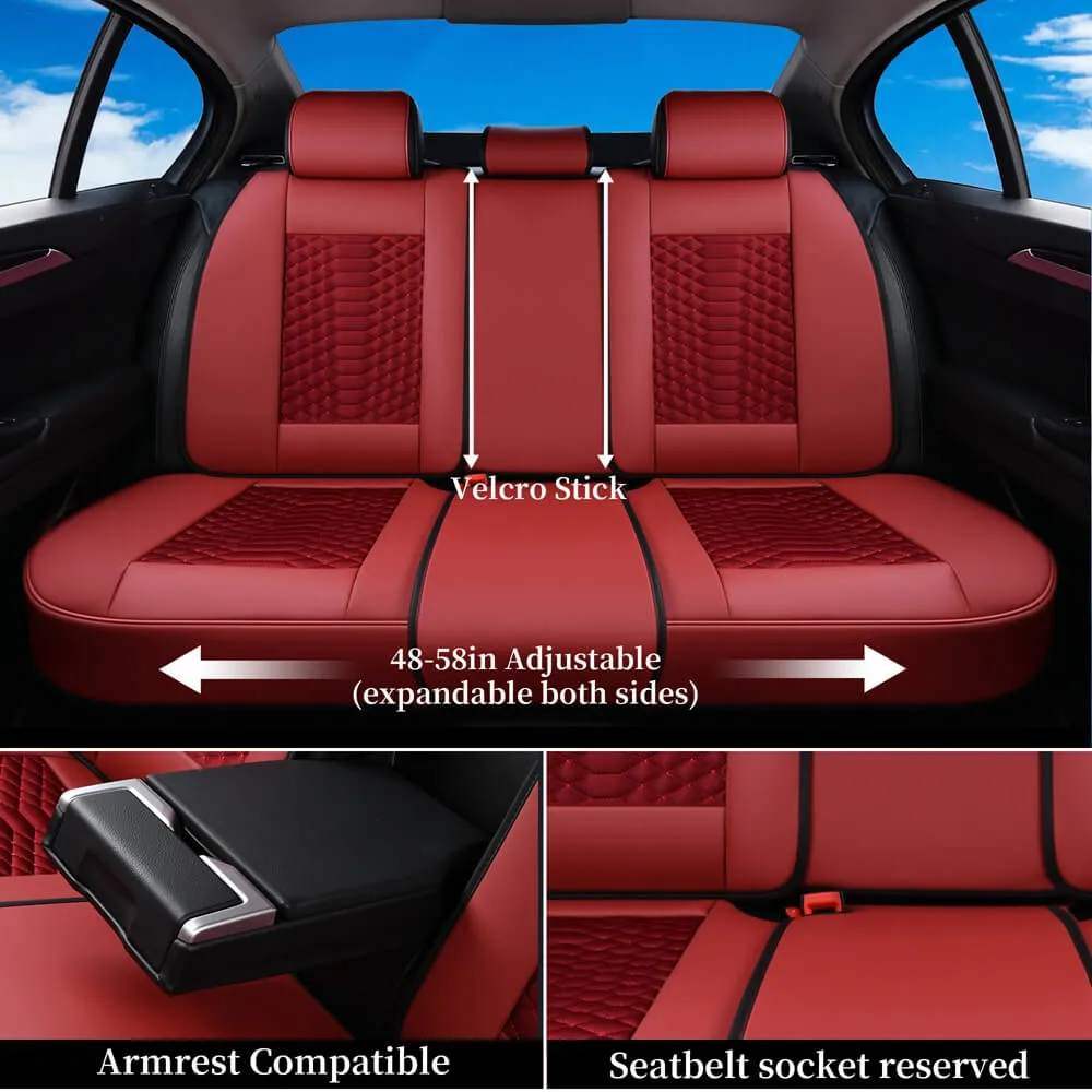 Coverado Car Seat Covers Full Set 5 Seats Fabric & Leather Front and Back Seat Protectors Universal Fit