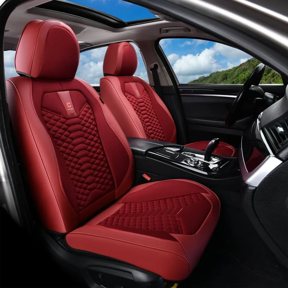 Coverado Car Seat Covers Full Set 5 Seats Fabric & Leather Front and Back Seat Protectors Universal Fit