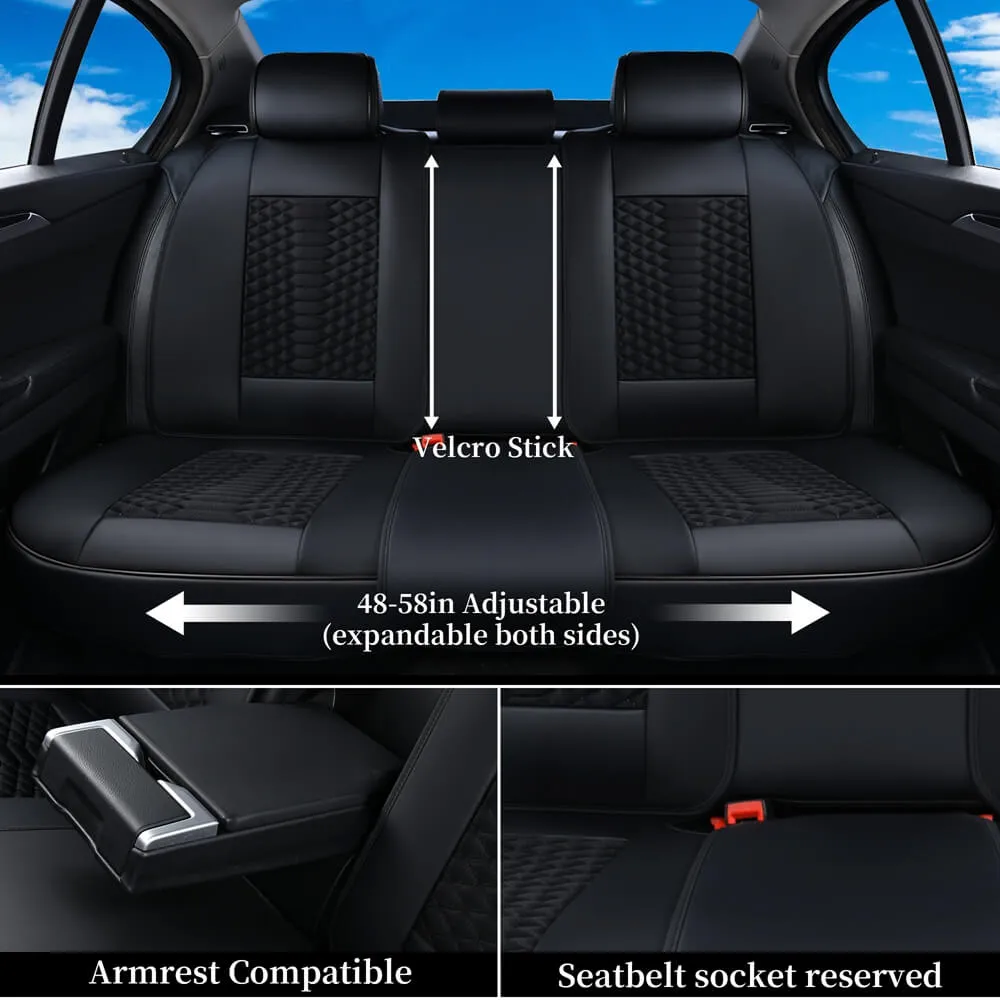 Coverado Car Seat Covers Full Set 5 Seats Fabric & Leather Front and Back Seat Protectors Universal Fit