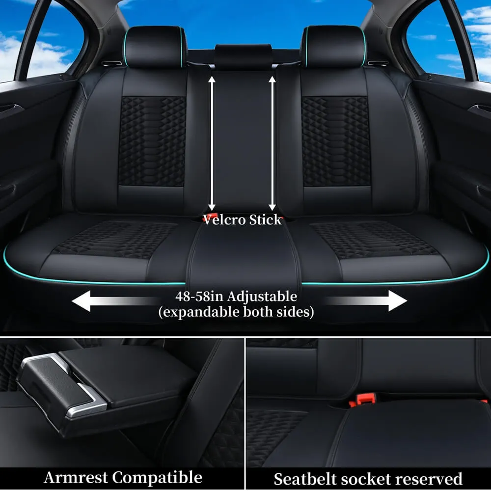 Coverado Car Seat Covers Full Set 5 Seats Fabric & Leather Front and Back Seat Protectors Universal Fit