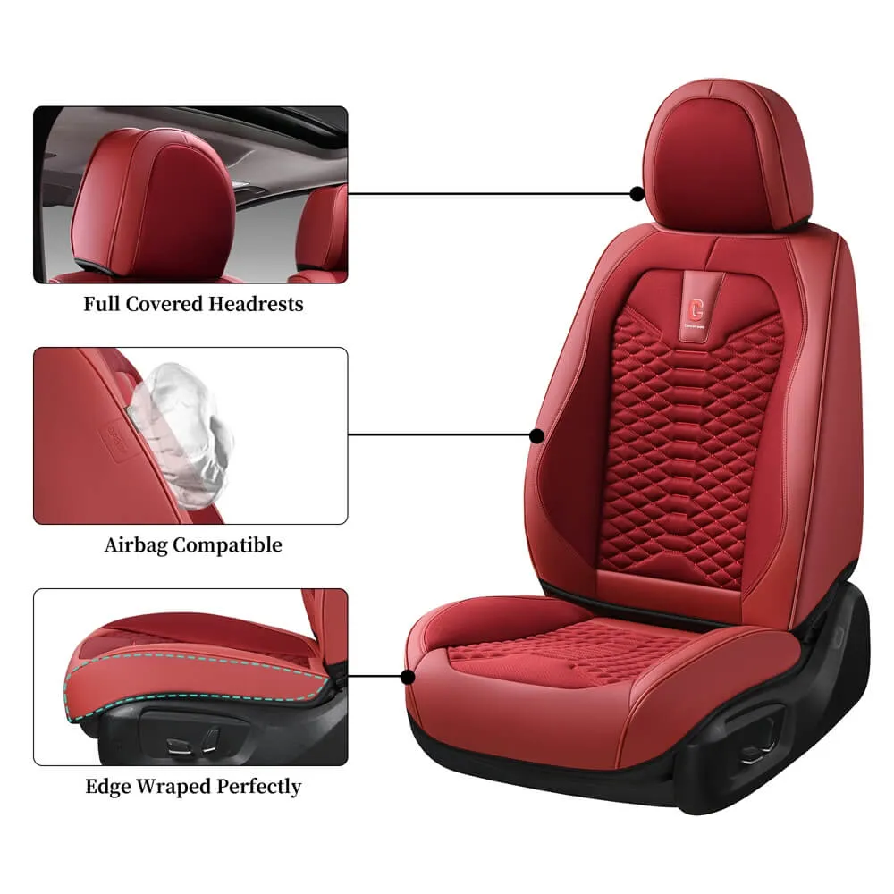 Coverado Car Seat Covers Full Set 5 Seats Fabric & Leather Front and Back Seat Protectors Universal Fit