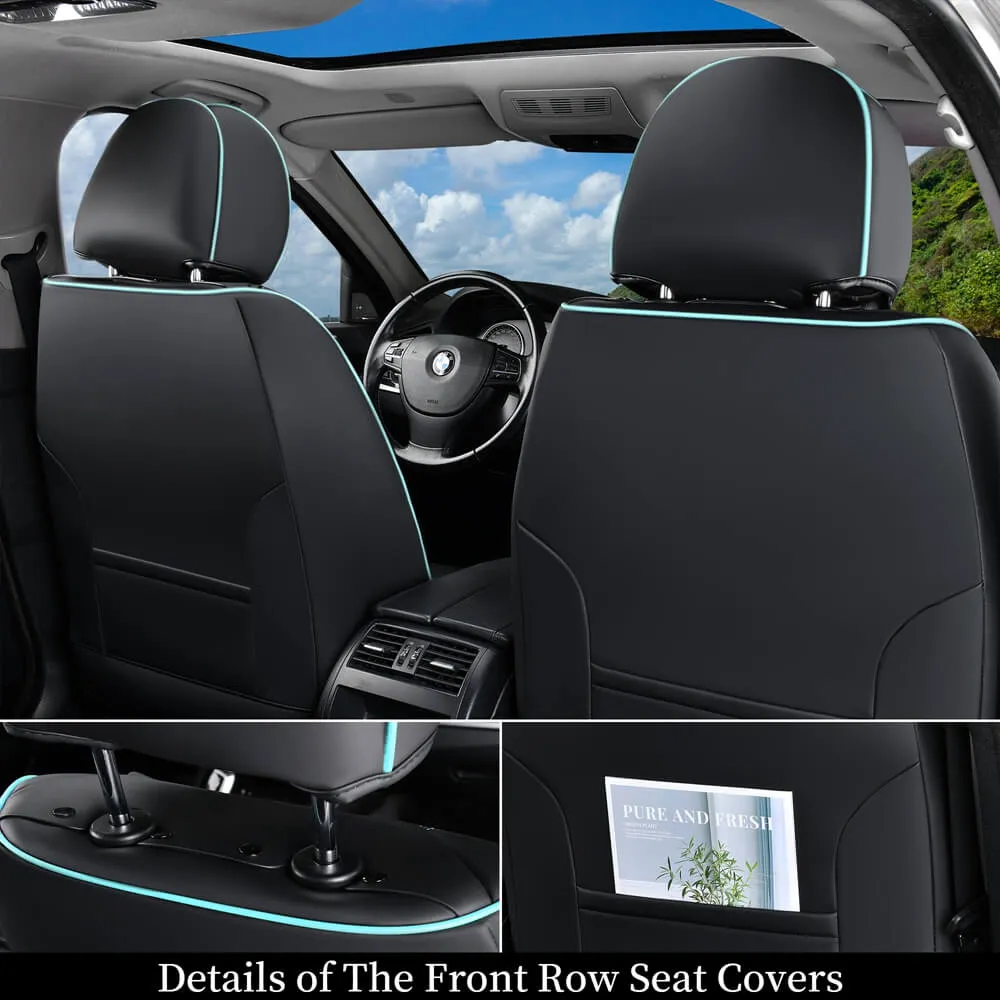 Coverado Car Seat Covers Full Set 5 Seats Fabric & Leather Front and Back Seat Protectors Universal Fit