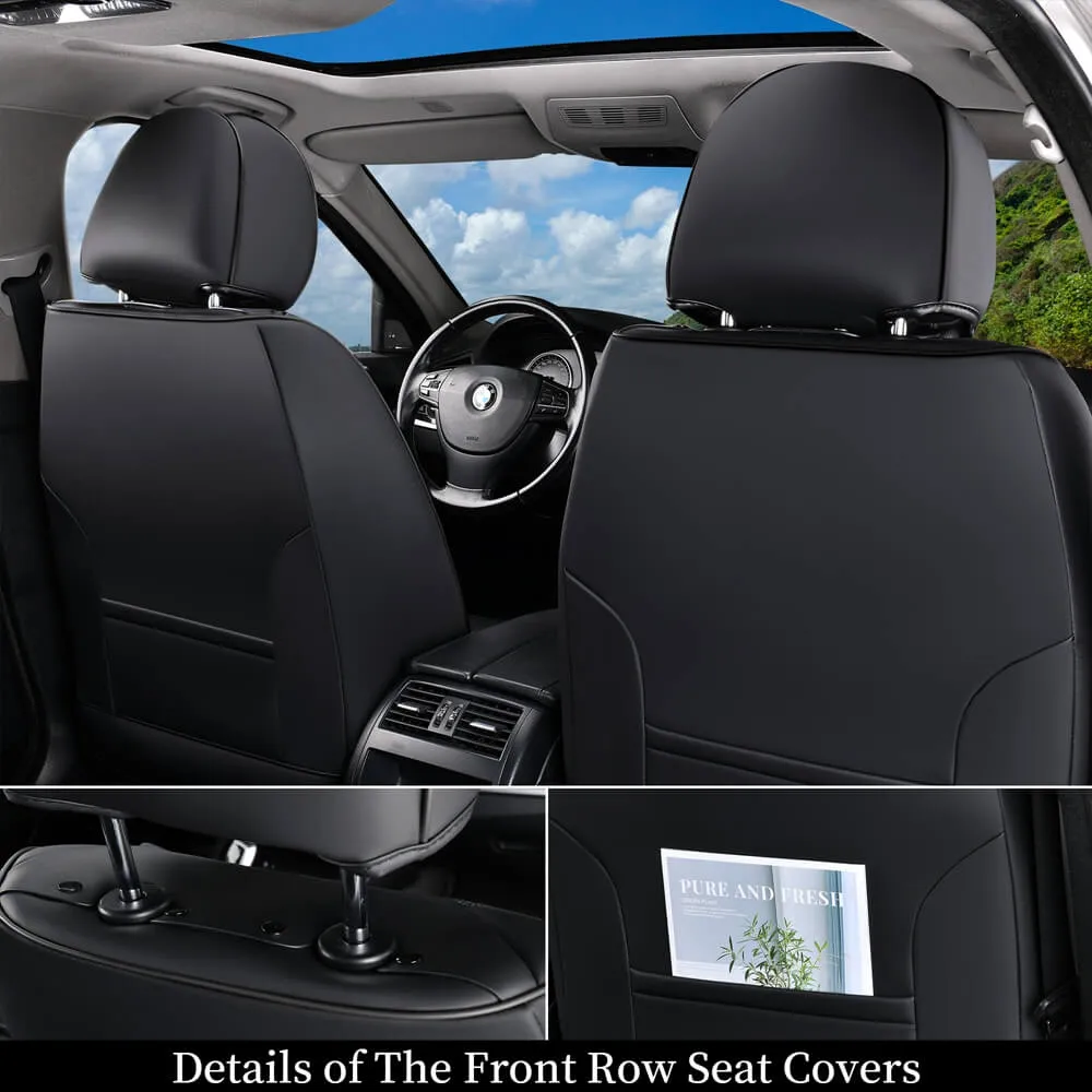 Coverado Car Seat Covers Full Set 5 Seats Fabric & Leather Front and Back Seat Protectors Universal Fit