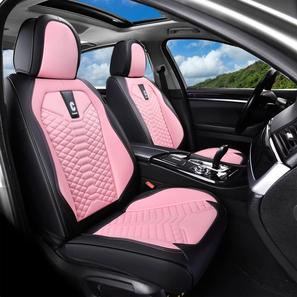 Coverado Car Seat Covers Full Set 5 Seats Fabric & Leather Front and Back Seat Protectors Universal Fit