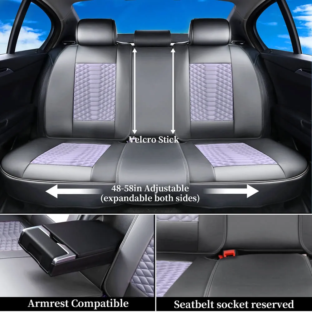 Coverado Car Seat Covers Full Set 5 Seats Fabric & Leather Front and Back Seat Protectors Universal Fit