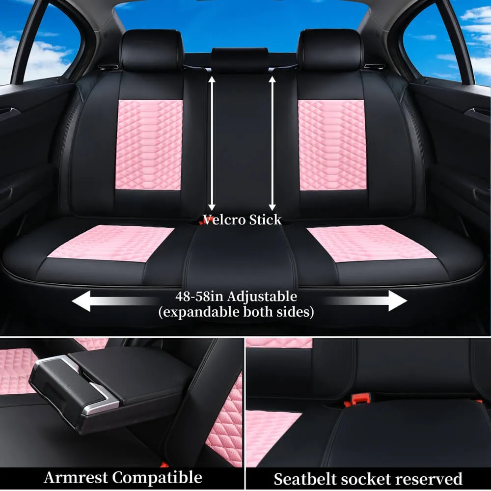 Coverado Car Seat Covers Full Set 5 Seats Fabric & Leather Front and Back Seat Protectors Universal Fit