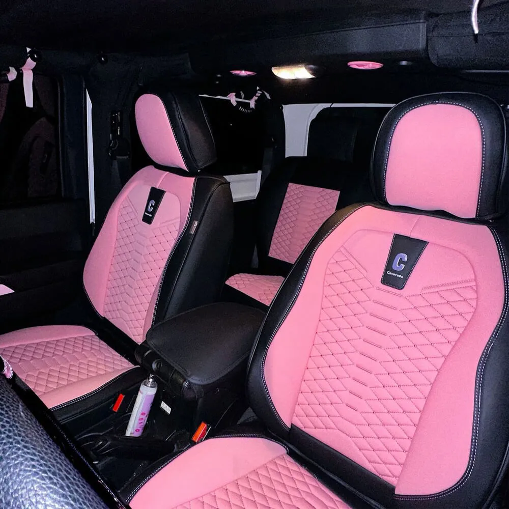 Coverado Car Seat Covers Full Set 5 Seats Fabric & Leather Front and Back Seat Protectors Universal Fit