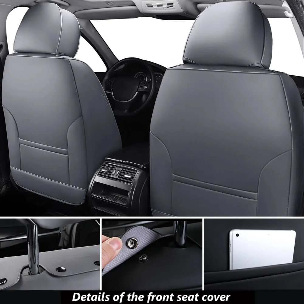 Coverado Car Seat Covers Full Set 5 Seats Fabric & Leather Front and Back Seat Protectors Universal Fit