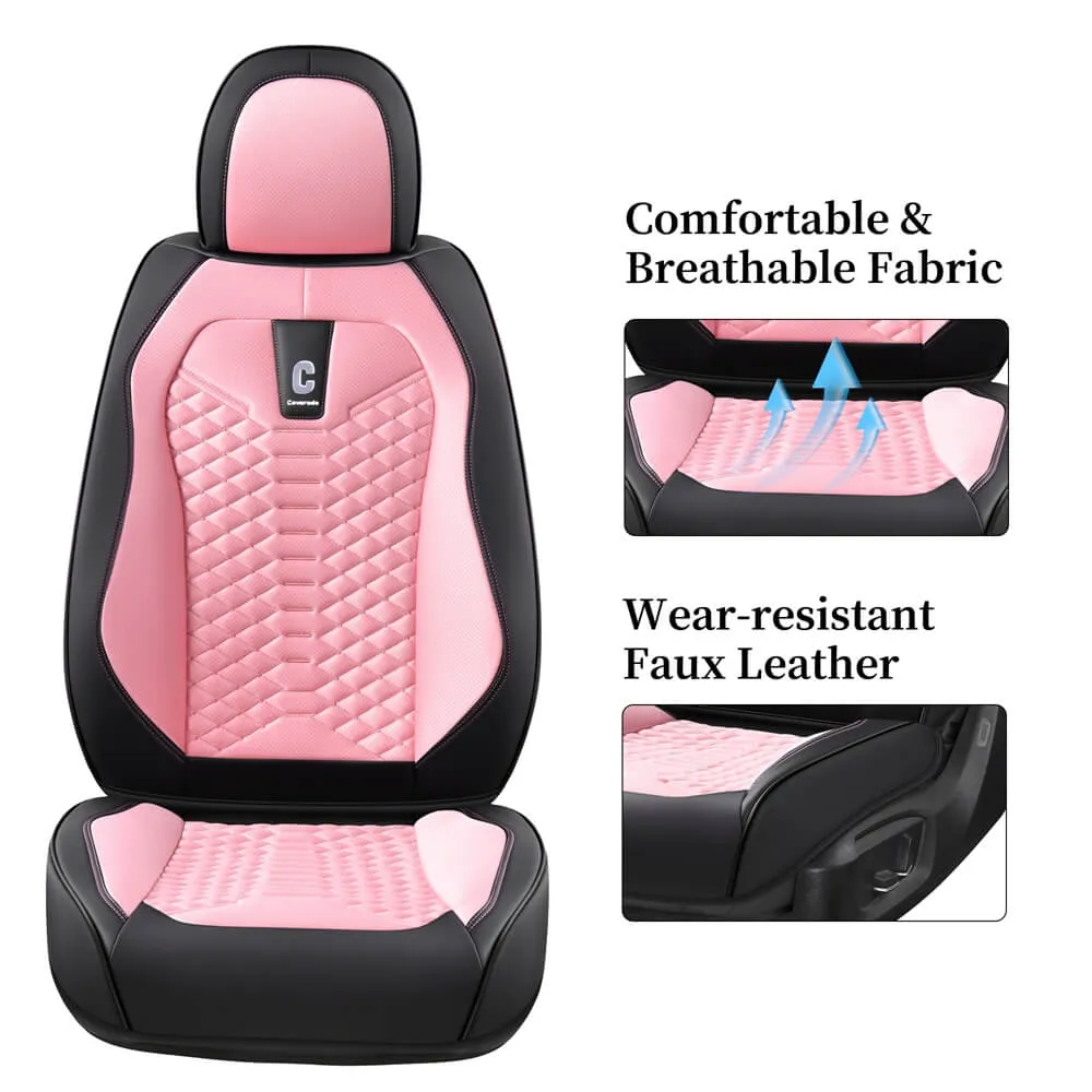 Coverado Car Seat Covers Full Set 5 Seats Fabric & Leather Front and Back Seat Protectors Universal Fit