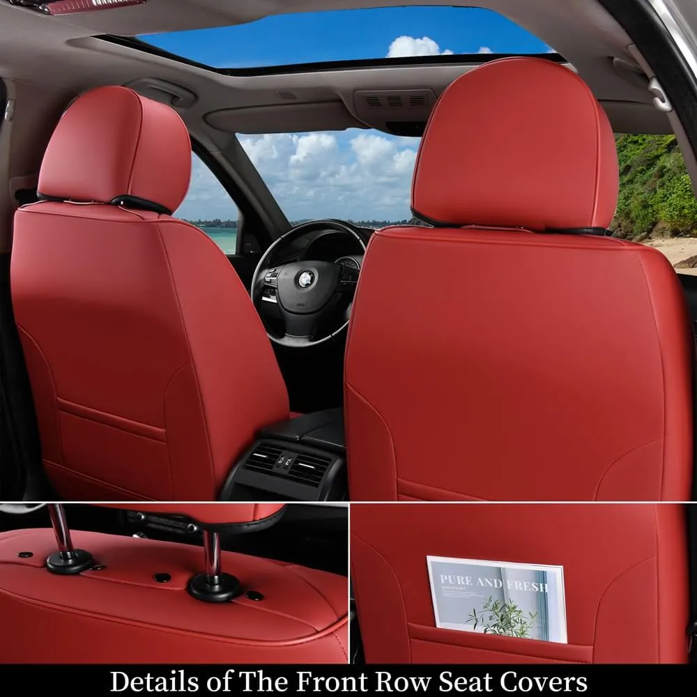 Coverado Car Seat Covers Full Set 5 Seats Fabric & Leather Front and Back Seat Protectors Universal Fit