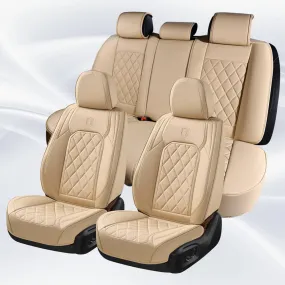 Coverado Front and Back Seat Covers Faux Leather Breathable Waterproof Universal Fit
