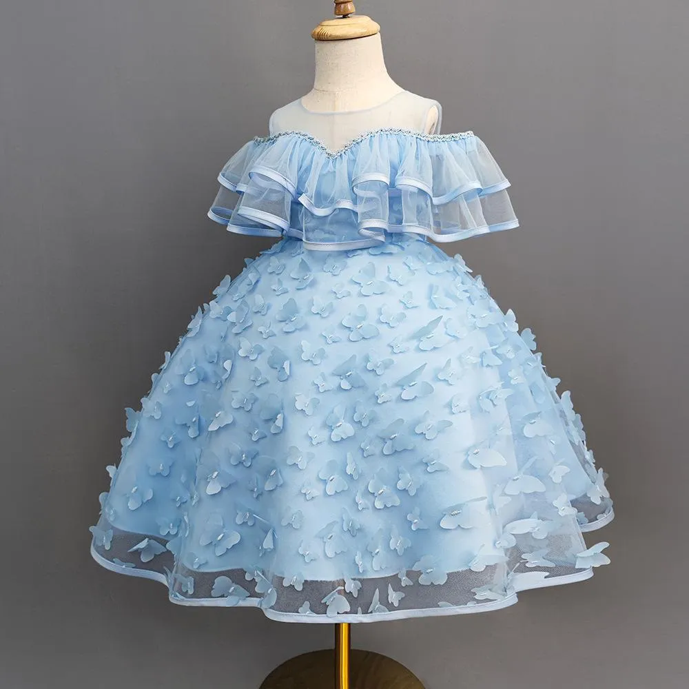 D430 Outong Yoliyolei Toddler Baby Girl Tulle Gown Newborn Girls 1 Year Birthday Party Fluffy Dress Bow Flower Babe Puff Sleeve Clothes For Weddings