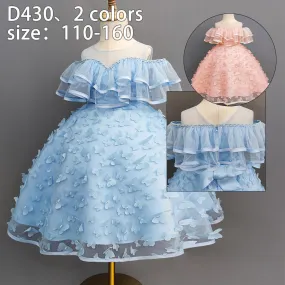 D430 Outong Yoliyolei Toddler Baby Girl Tulle Gown Newborn Girls 1 Year Birthday Party Fluffy Dress Bow Flower Babe Puff Sleeve Clothes For Weddings