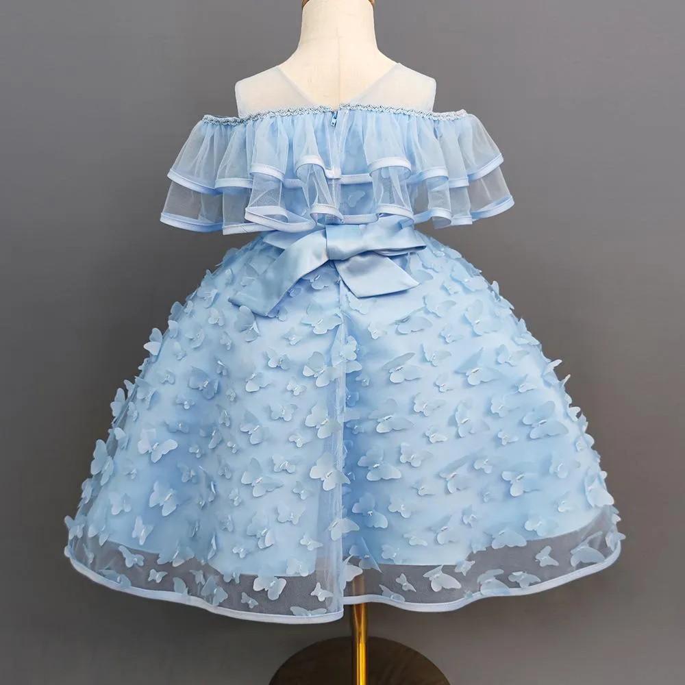 D430 Outong Yoliyolei Toddler Baby Girl Tulle Gown Newborn Girls 1 Year Birthday Party Fluffy Dress Bow Flower Babe Puff Sleeve Clothes For Weddings