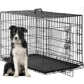 Dog Crate Dog Cage Pet Crate for Large Dogs Folding Metal Pet Cage Double Door W/Divider Panel Indoor Outdoor Dog Kennel