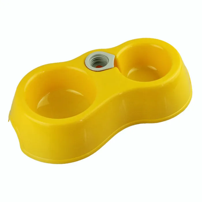 Dual Port Dog Cat Utensils Bowl Water Dispenser Food Dish Feeder