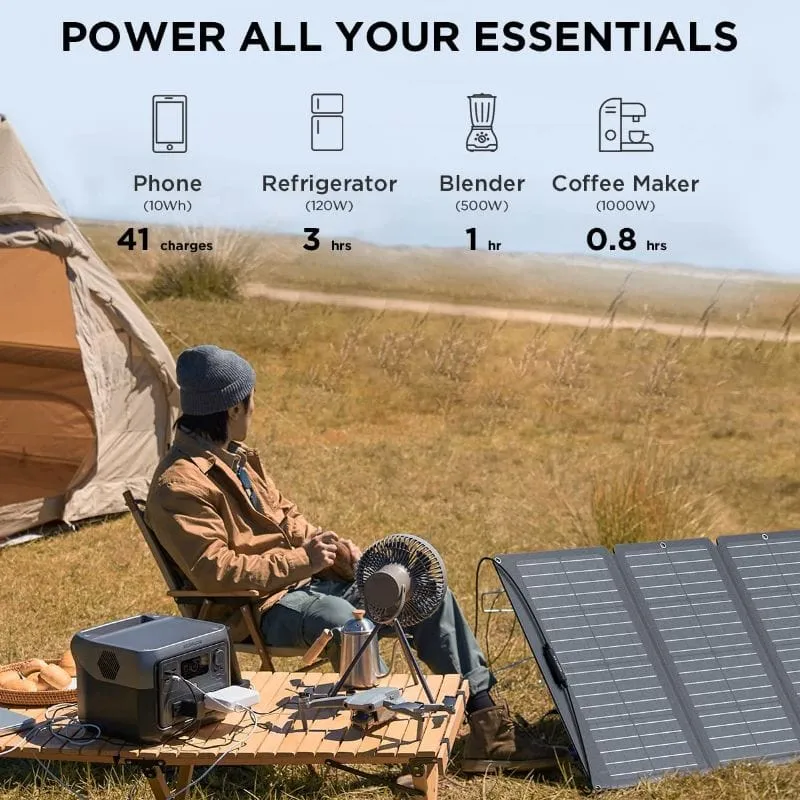 EcoFlow RIVER 2 Max Power Station   160W Portable Solar Panel Solar Generator Kit RIVER2MAX-160-1-US