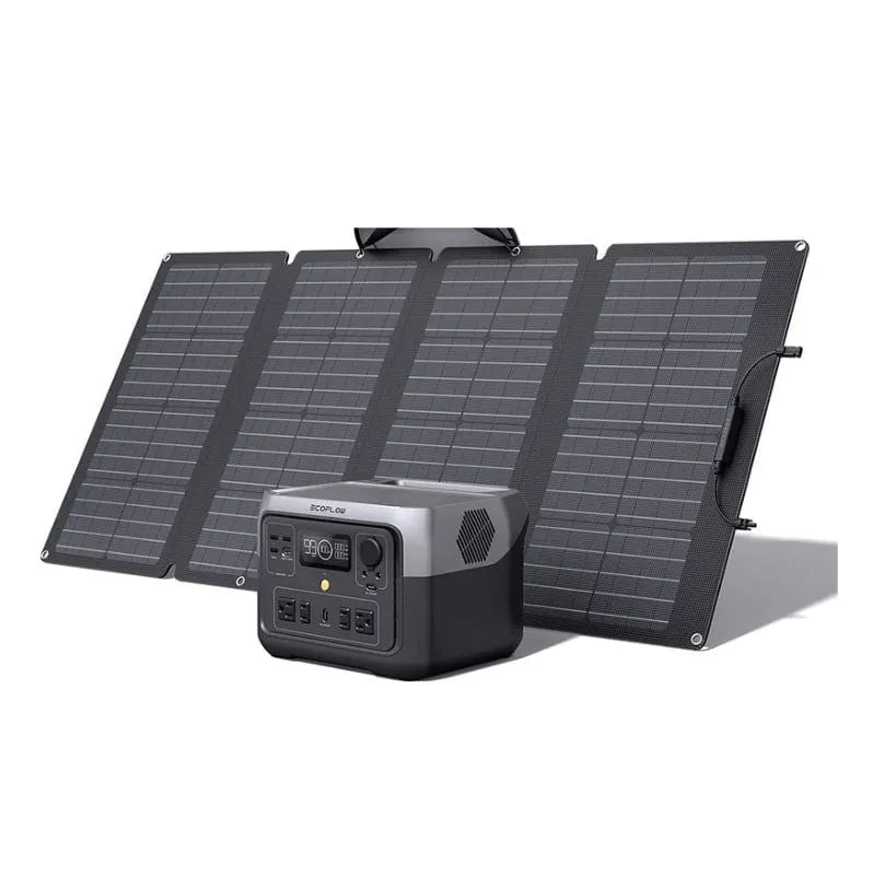 EcoFlow RIVER 2 Max Power Station   160W Portable Solar Panel Solar Generator Kit RIVER2MAX-160-1-US