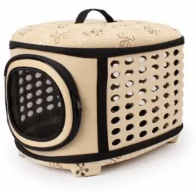 Emily Pets Portable, Breathable Eva Car Soft Fabric Carrier for Dogs and Cats (Beige)