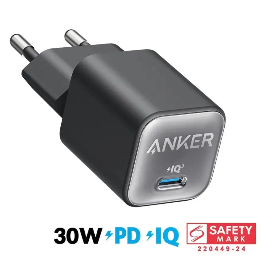 [EU Plug, 2Pin] Anker Charger 511 Nano 3 Powerport 30W USB C GaN Charger A2147