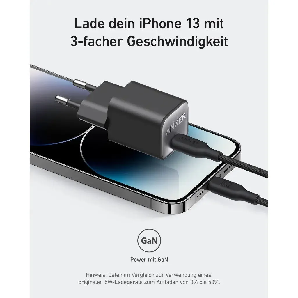 [EU Plug, 2Pin] Anker Charger 511 Nano 3 Powerport 30W USB C GaN Charger A2147