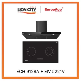 Europace ECH9128A 90cm Premium T-Chimney Hood Full   EIV5221V 75CM Built-in Induction Hob