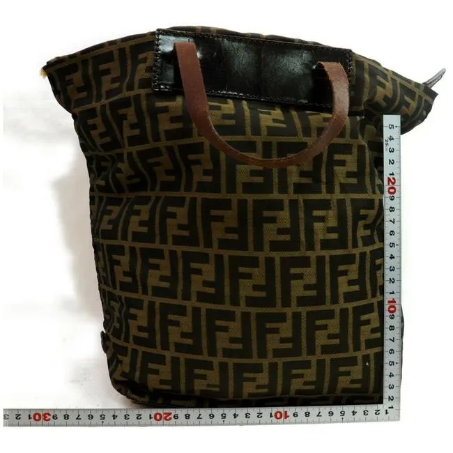 Fendi Tobacco Canvasleather Satcheltote Brown Zucca Print Canvas Satchel