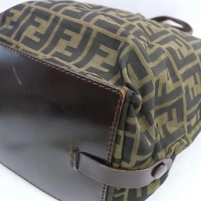 Fendi Tobacco Canvasleather Satcheltote Brown Zucca Print Canvas Satchel